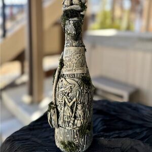 Handmade Witch & Cat Bottle – Gothic Decor – Funny Witch Sign